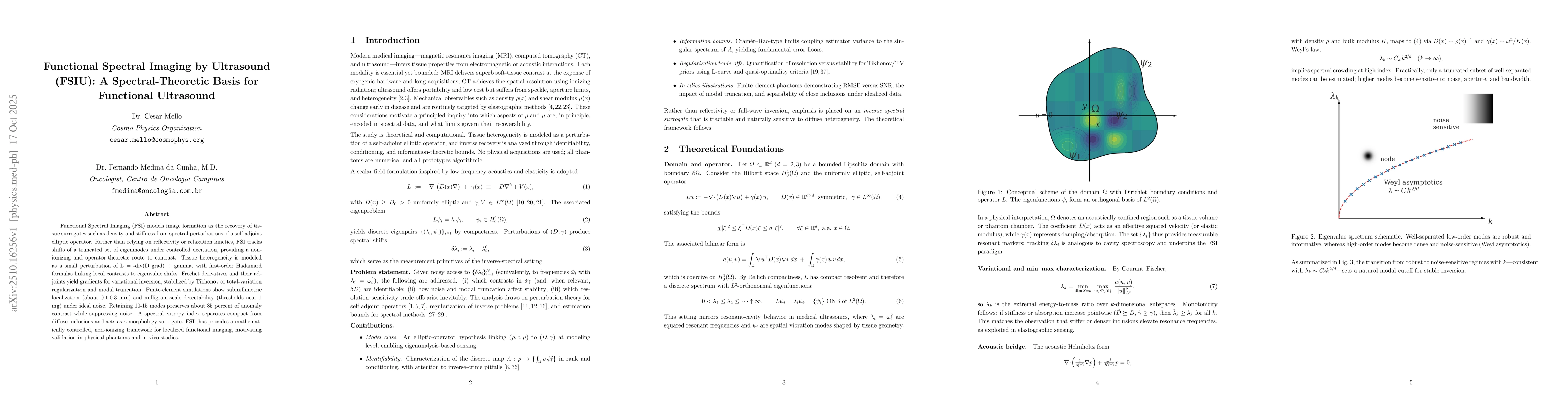 Thumbnail for Functional Spectral Imaging by Ultrasound (FSIU): A Spectral-Theoretic
  Basis for Functional Ultrasound