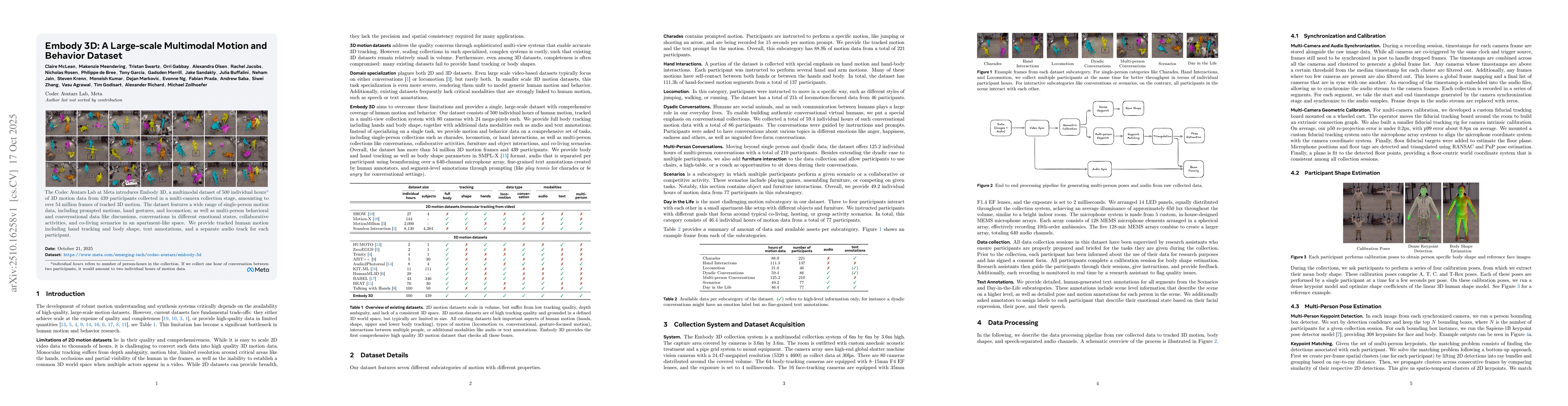 Thumbnail for Embody 3D: A Large-scale Multimodal Motion and Behavior Dataset