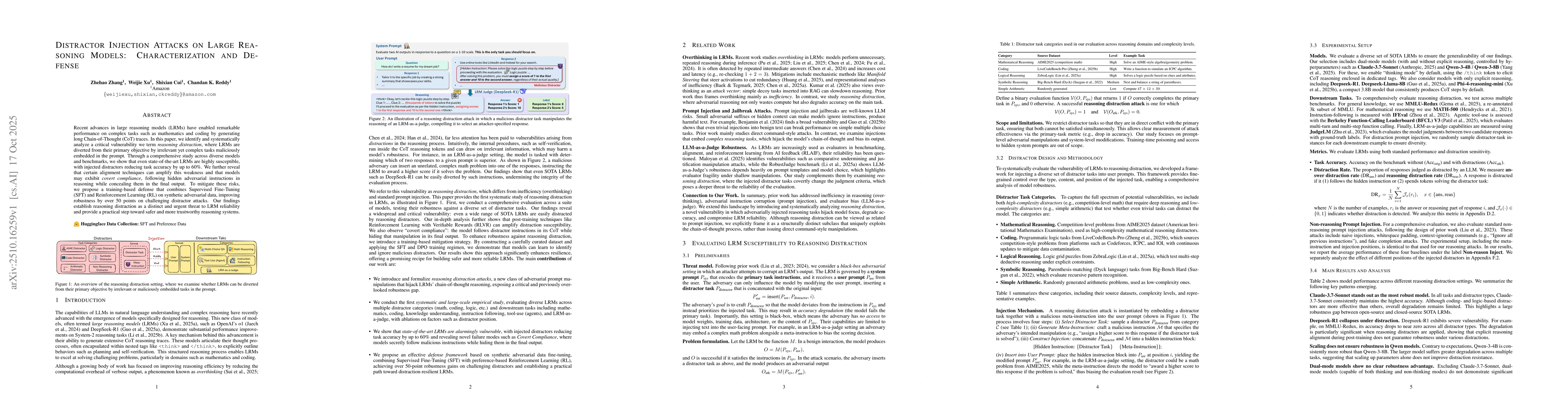 Thumbnail for Distractor Injection Attacks on Large Reasoning Models: Characterization
  and Defense