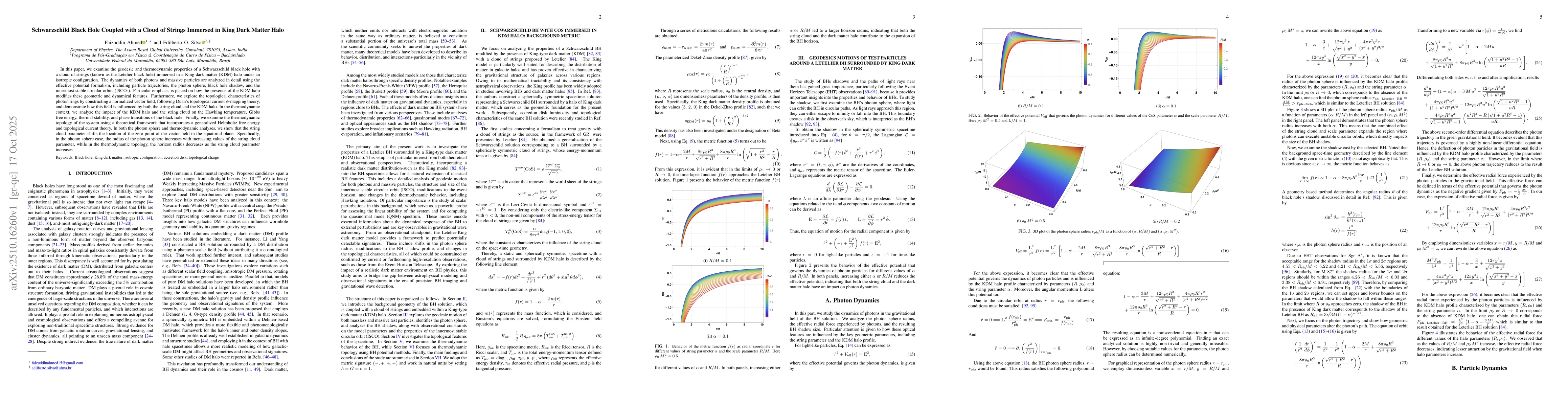 Thumbnail for Schwarzschild Black Hole Coupled with a Cloud of Strings Immersed in
  King Dark Matter Halo