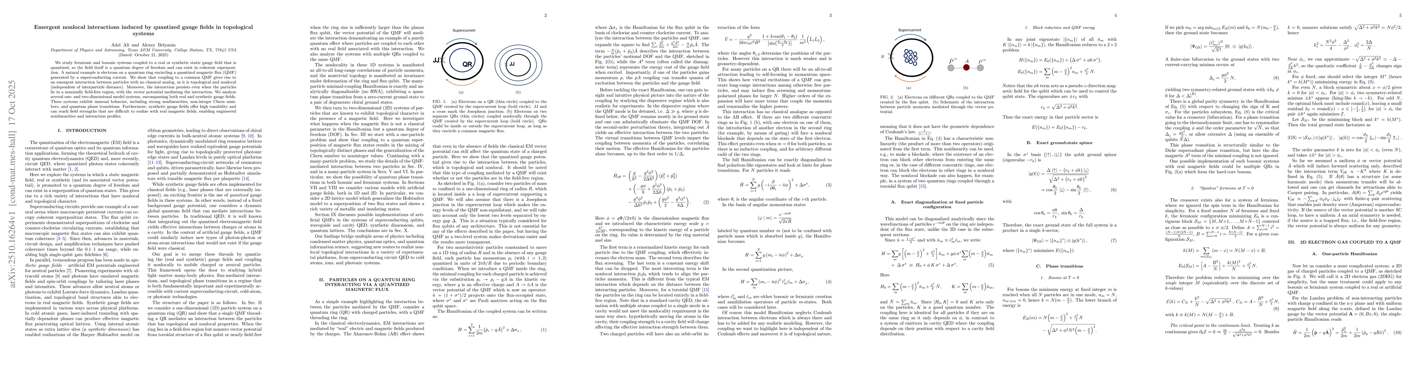 Thumbnail for Emergent nonlocal interactions induced by quantized gauge fields in
  topological systems