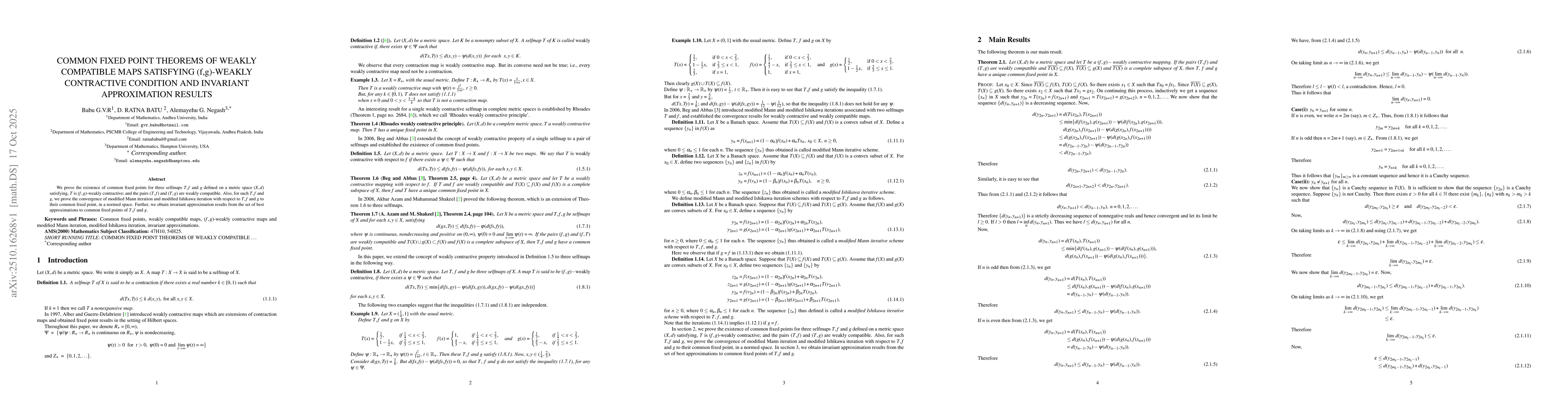 Thumbnail for Common Fixed Point Theorems Of Weakly Compatible Maps Satisfying
  (f,g)-Weakly Contractive Condition And Invariant Approximation Results