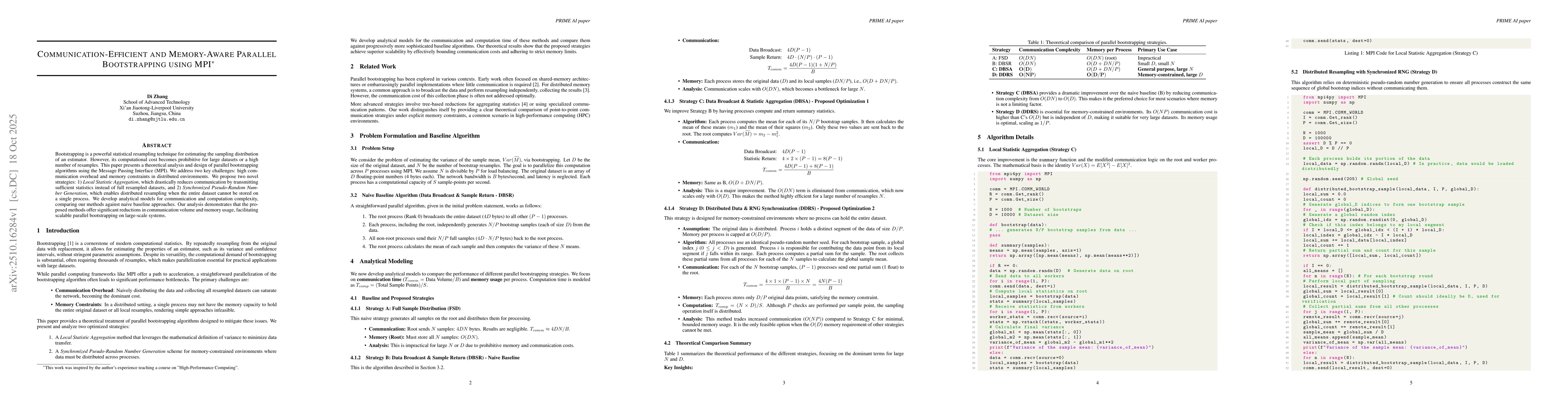 Thumbnail for Communication-Efficient and Memory-Aware Parallel Bootstrapping using
  MPI