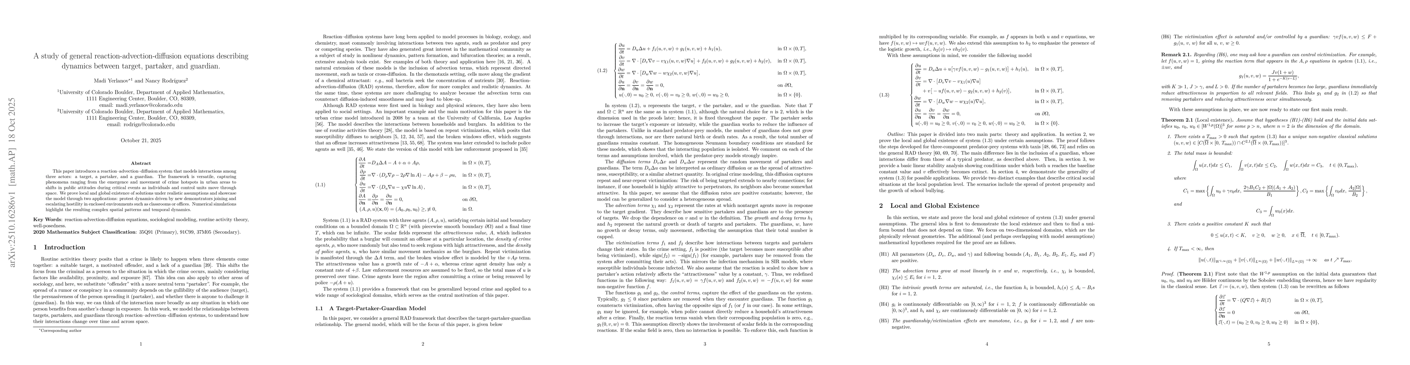 Thumbnail for A study of general reaction-advection-diffusion equations describing
  dynamics between target, partaker, and guardian