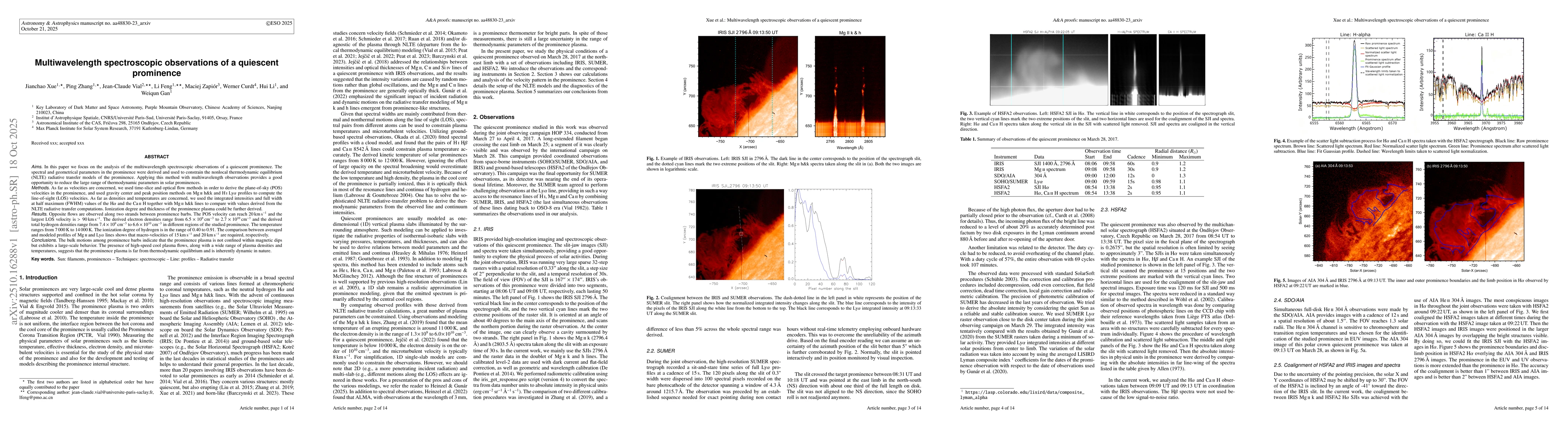 Thumbnail for Multiwavelength spectroscopic observations of a quiescent prominence