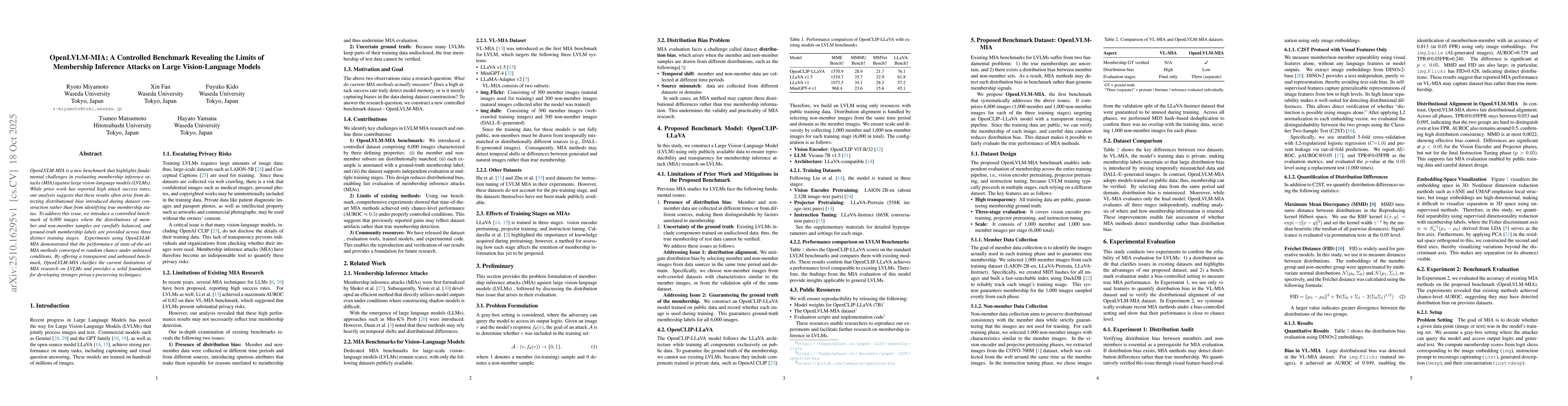Thumbnail for OpenLVLM-MIA: A Controlled Benchmark Revealing the Limits of Membership
  Inference Attacks on Large Vision-Language Models