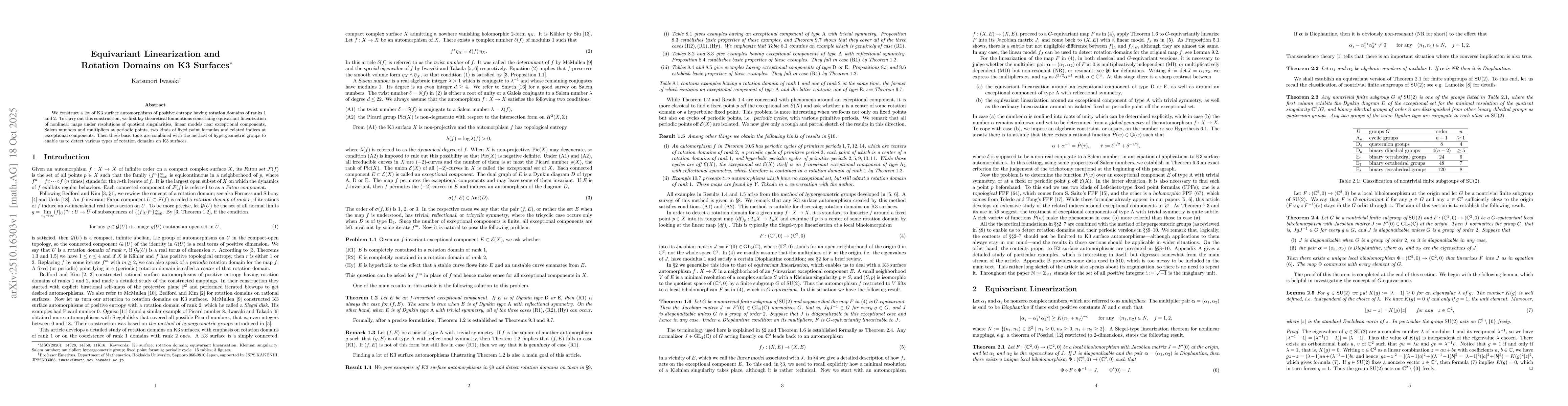 Thumbnail for Equivariant Linearization and Rotation Domains on K3 Surfaces