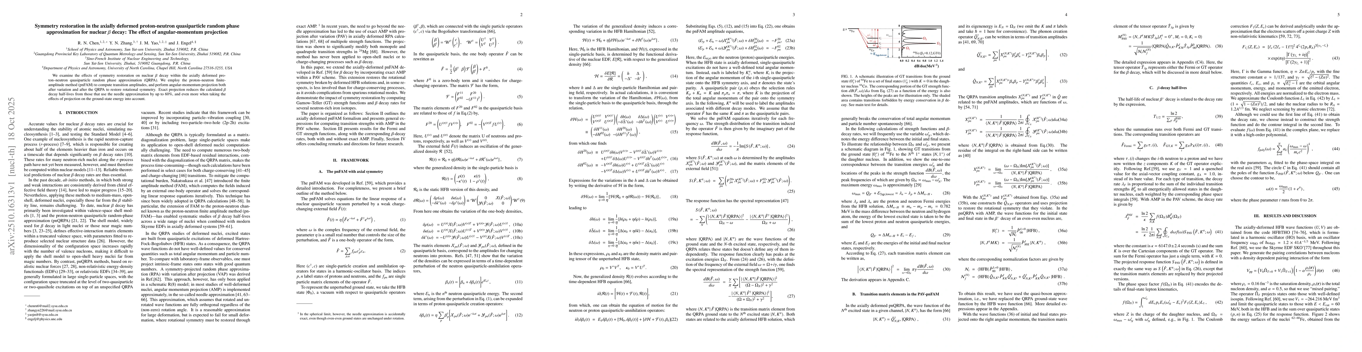 Thumbnail for Symmetry restoration in the axially deformed proton-neutron
  quasiparticle random phase approximation for nuclear beta decay: The effect
  of angular-momentum projection