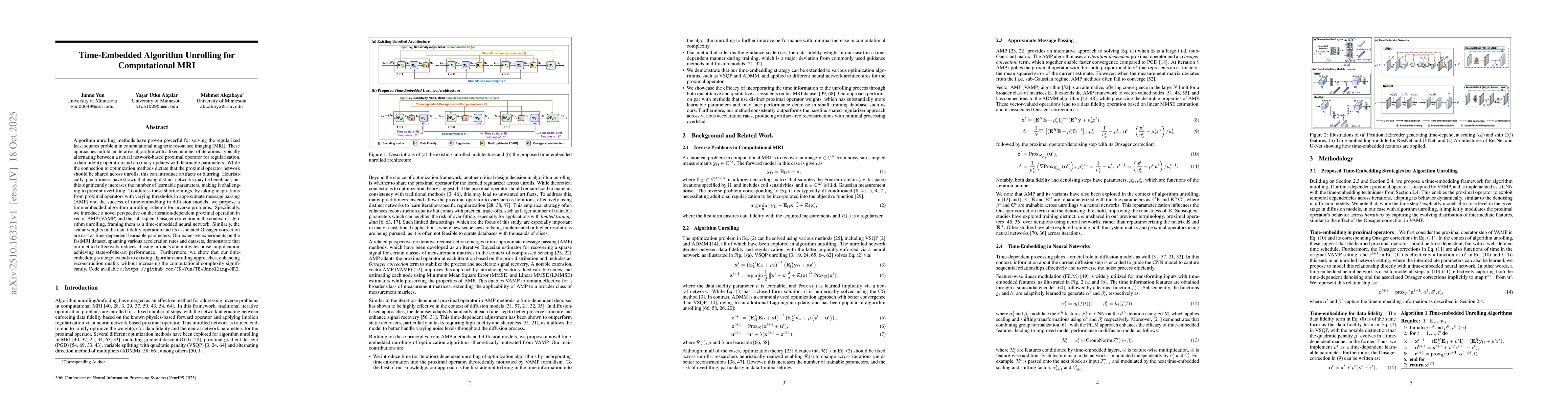 Thumbnail for Time-Embedded Algorithm Unrolling for Computational MRI