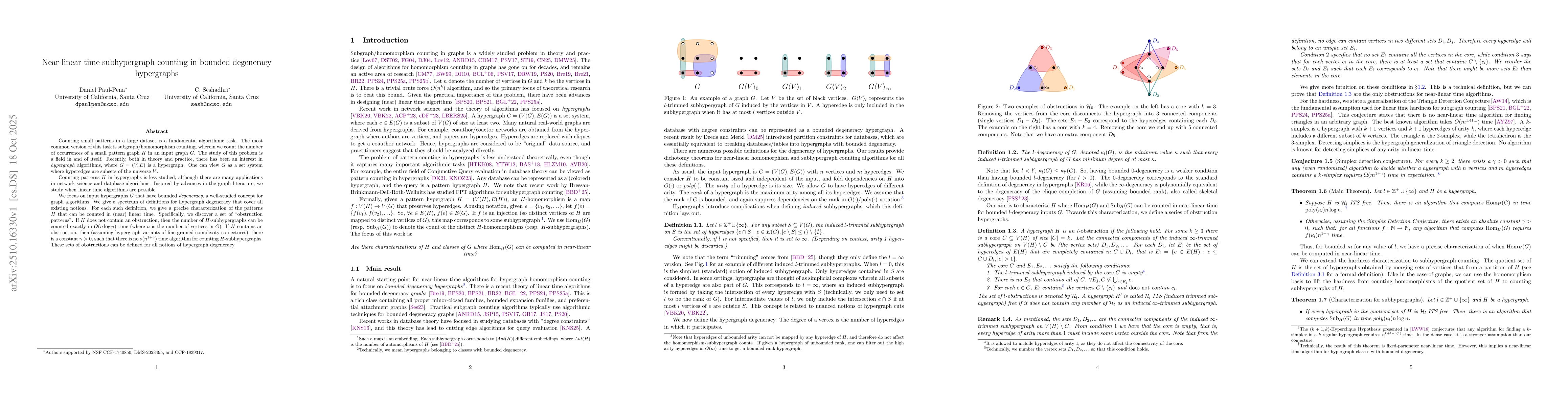 Thumbnail for Near-linear time subhypergraph counting in bounded degeneracy
  hypergraphs