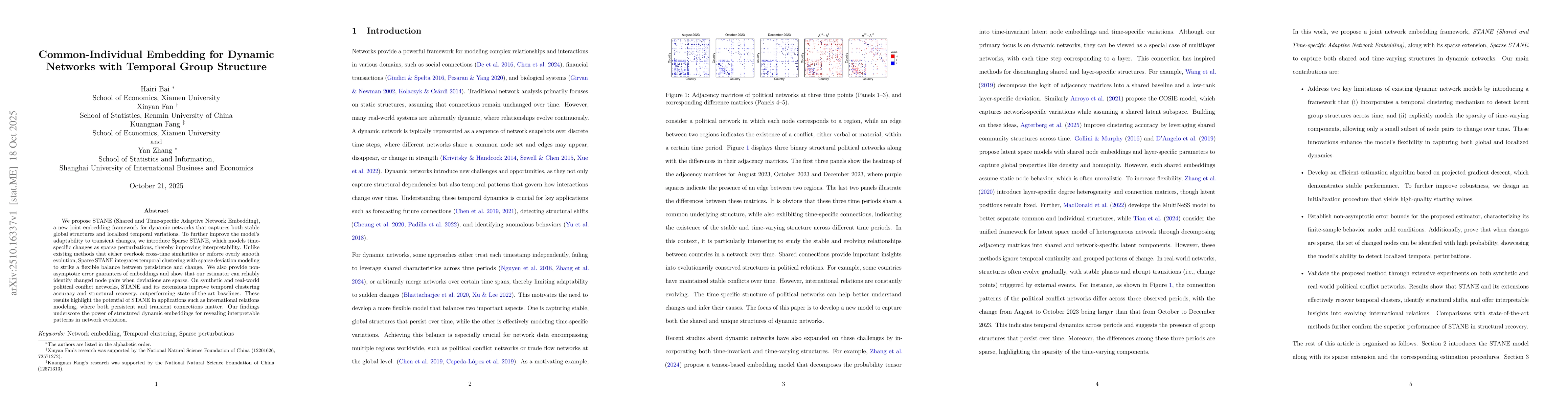 Thumbnail for Common-Individual Embedding for Dynamic Networks with Temporal Group
  Structure