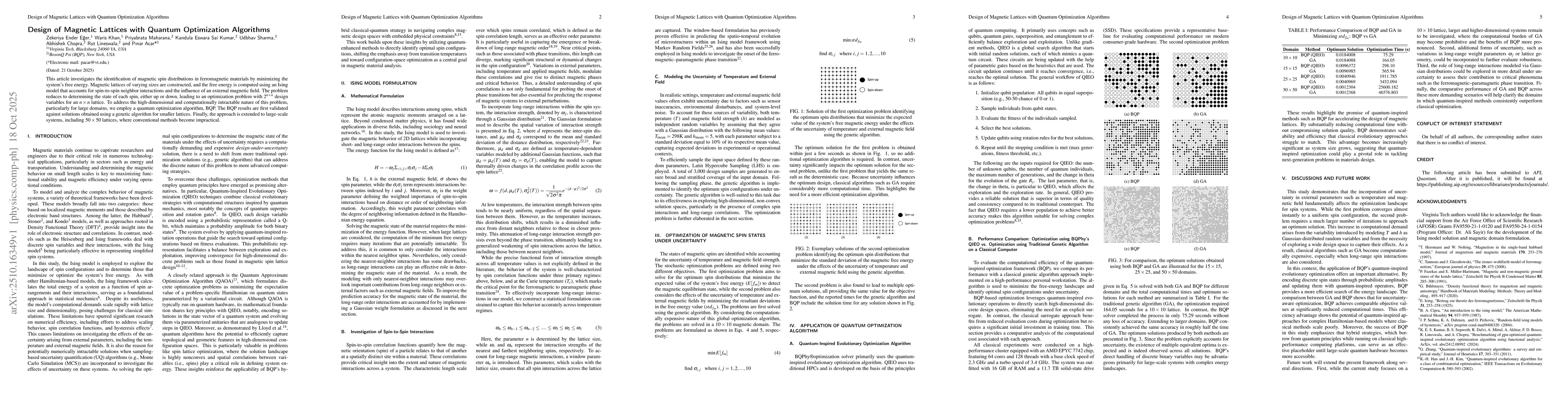 Thumbnail for Design of Magnetic Lattices with Quantum Optimization Algorithms