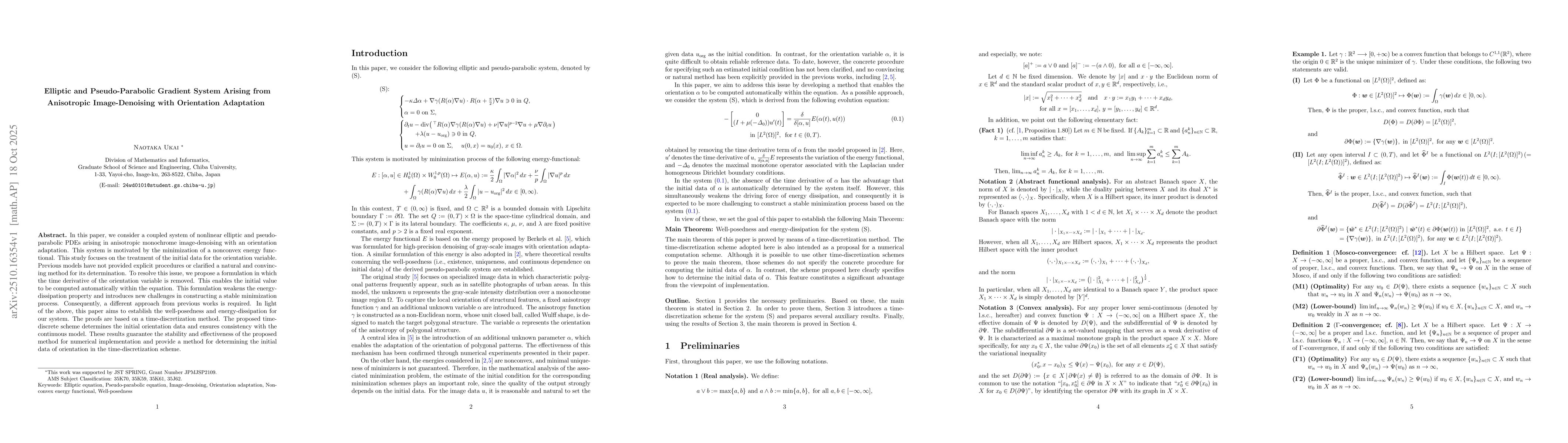 Thumbnail for Elliptic and Pseudo-Parabolic Gradient System Arising from Anisotropic
  Image-Denoising with Orientation Adaptation