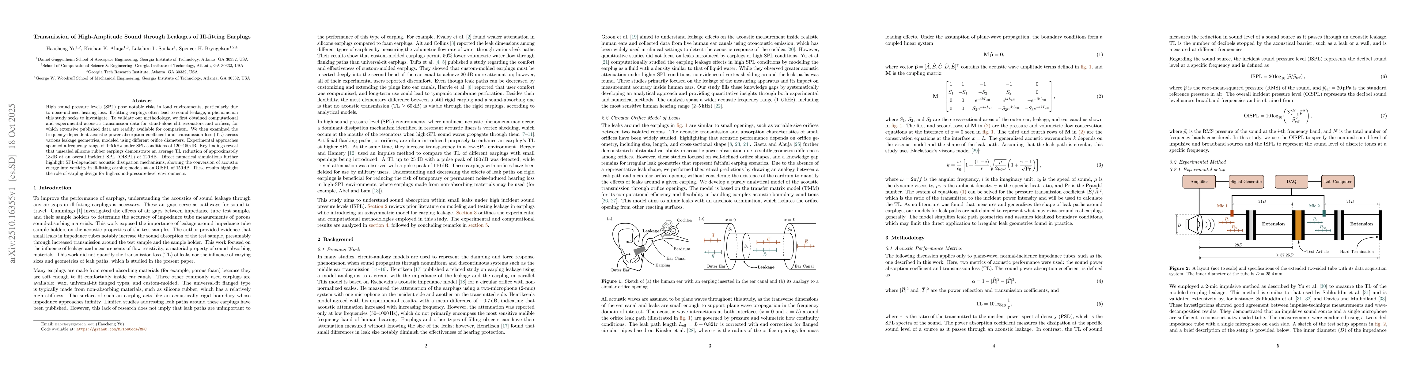 Thumbnail for Transmission of High-Amplitude Sound through Leakages of Ill-fitting
  Earplugs