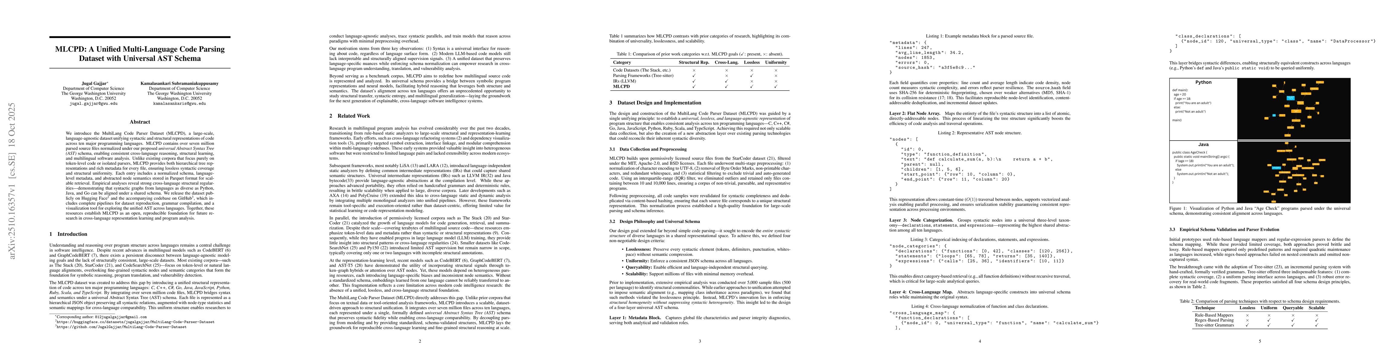 Thumbnail for MLCPD: A Unified Multi-Language Code Parsing Dataset with Universal AST
  Schema