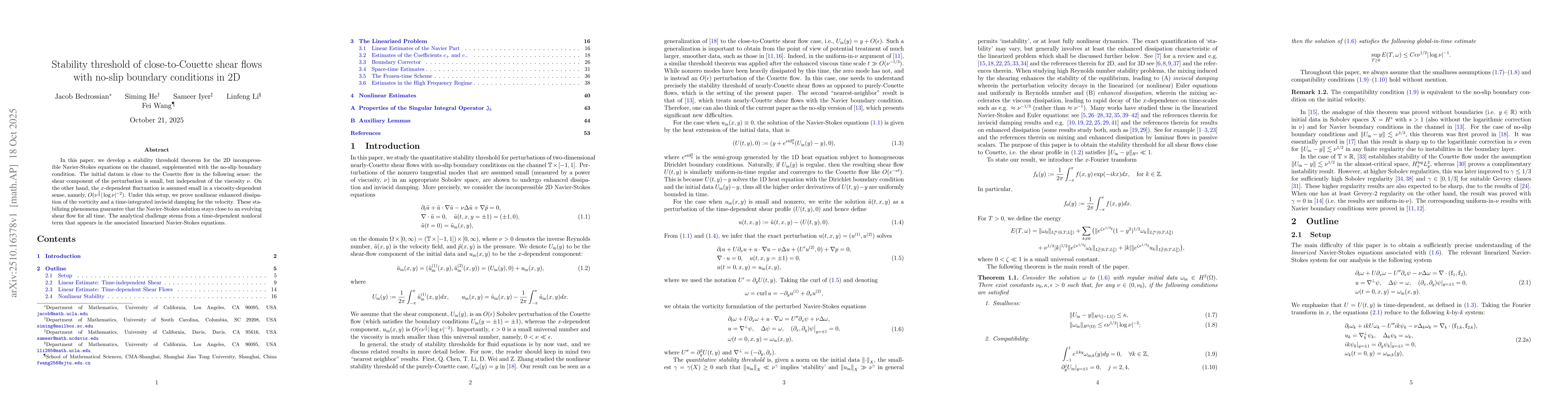 Thumbnail for Stability threshold of close-to-Couette shear flows with no-slip
  boundary conditions in 2D