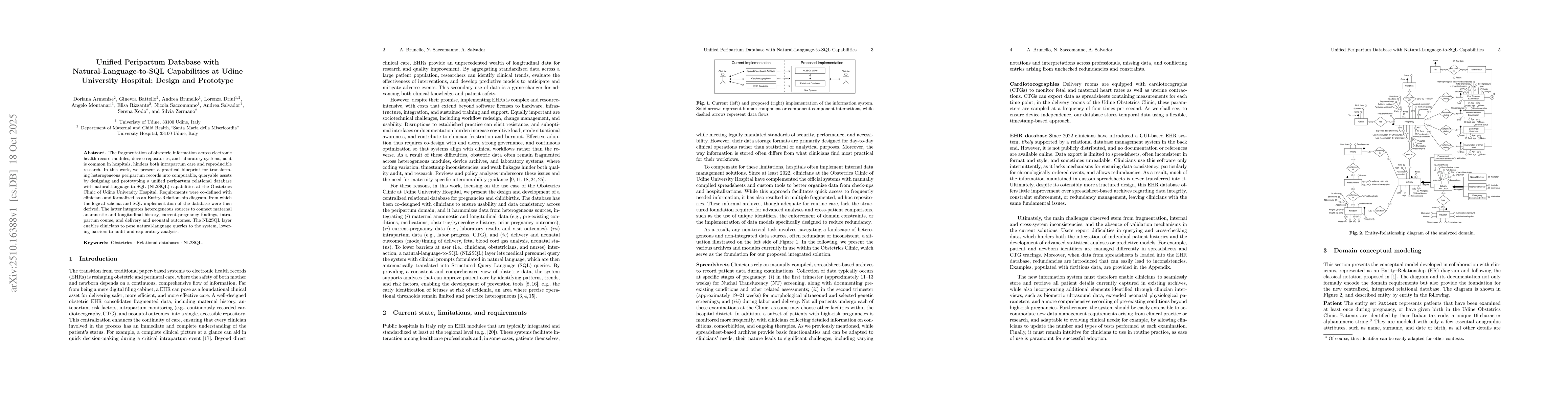 Thumbnail for Unified Peripartum Database with Natural-Language-to-SQL Capabilities at
  Udine University Hospital: Design and Prototype