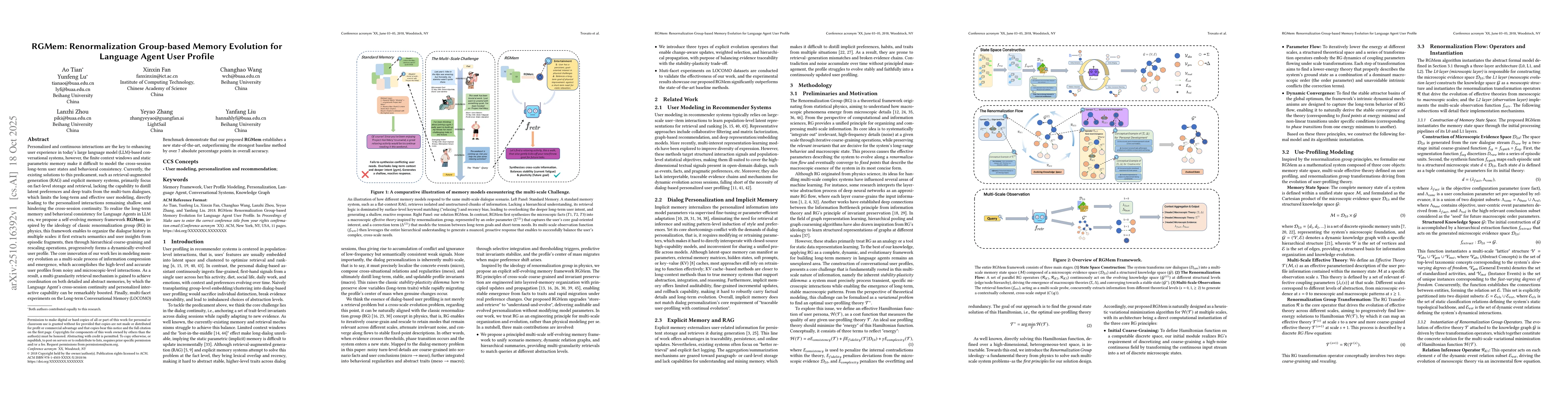 Thumbnail for RGMem: Renormalization Group-based Memory Evolution for Language Agent
  User Profile