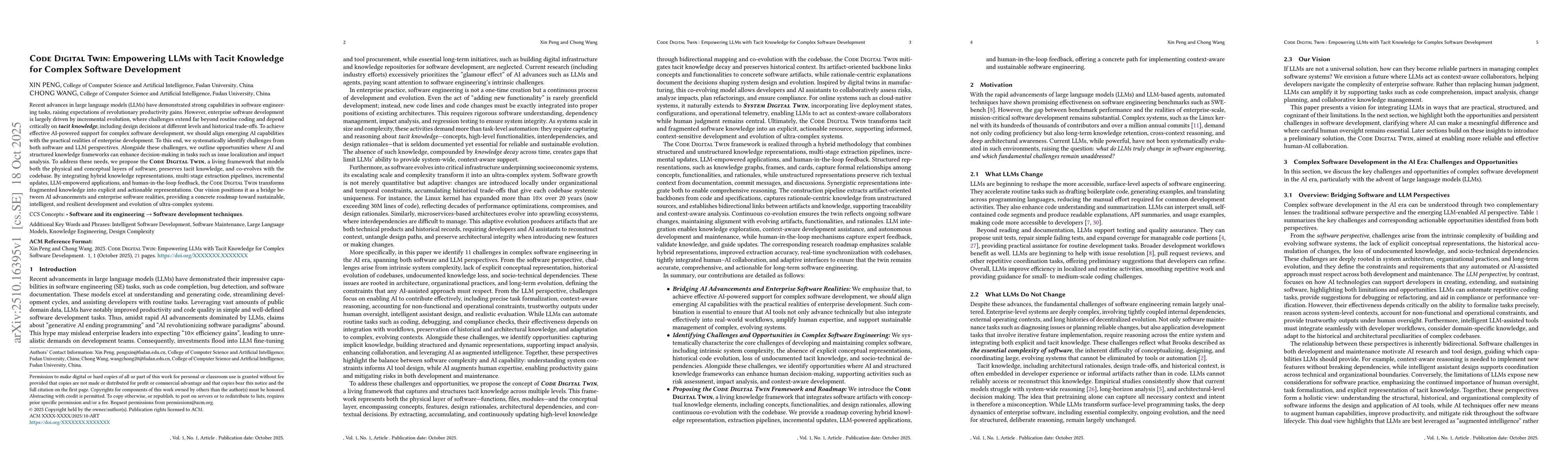 Thumbnail for Code Digital Twin: Empowering LLMs with Tacit Knowledge for Complex
  Software Development