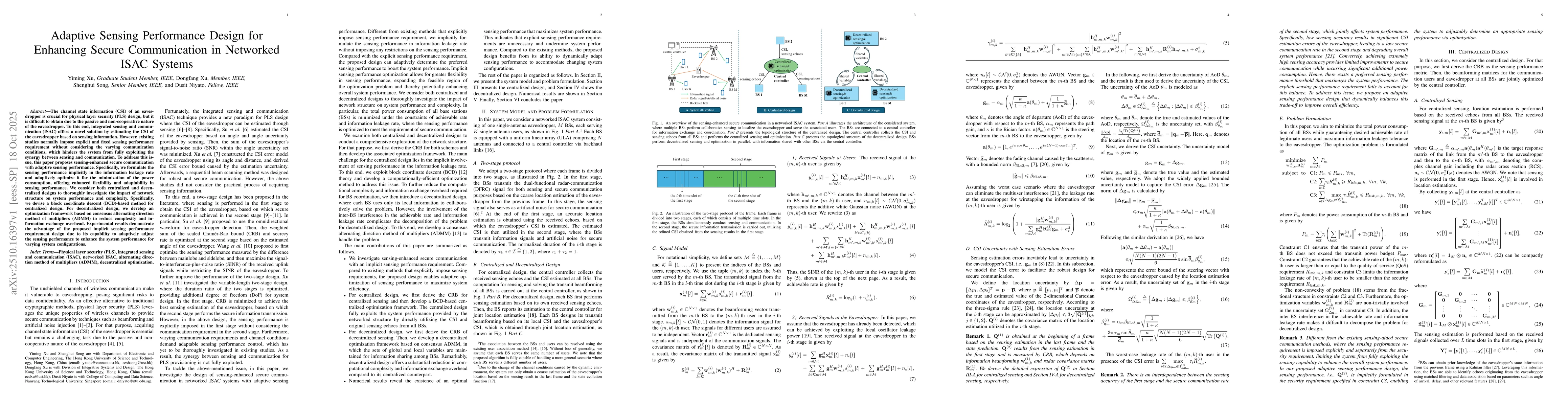 Thumbnail for Adaptive Sensing Performance Design for Enhancing Secure Communication
  in Networked ISAC Systems