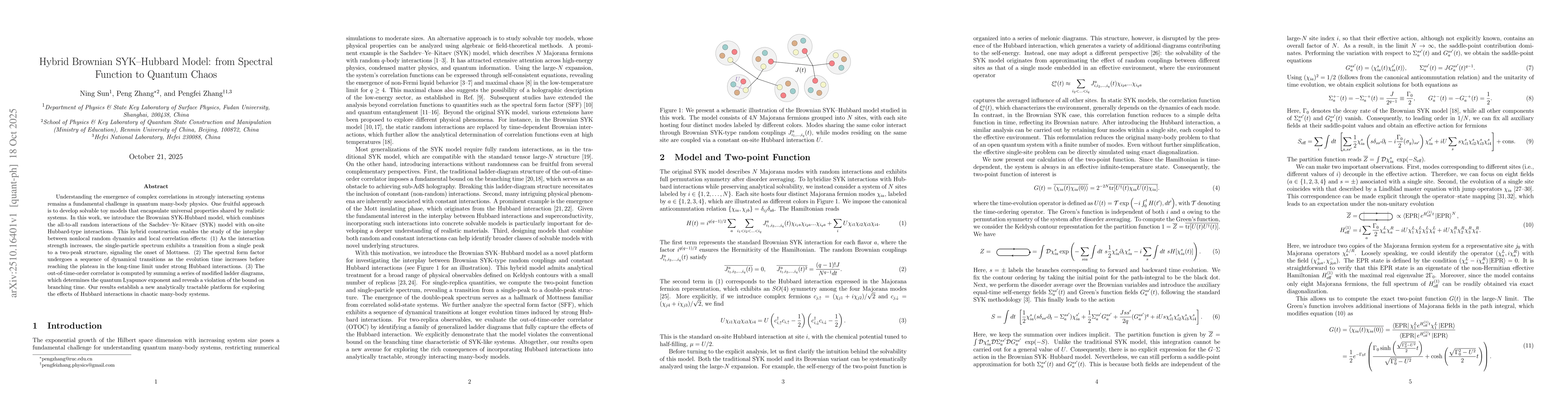 Thumbnail for Hybrid Brownian SYK-Hubbard Model: from Spectral Function to Quantum
  Chaos