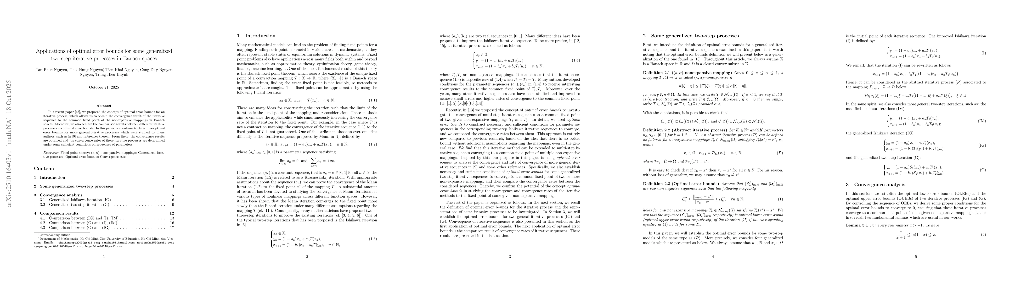 Thumbnail for Applications of optimal error bounds for some generalized two-step
  iterative processes in Banach spaces
