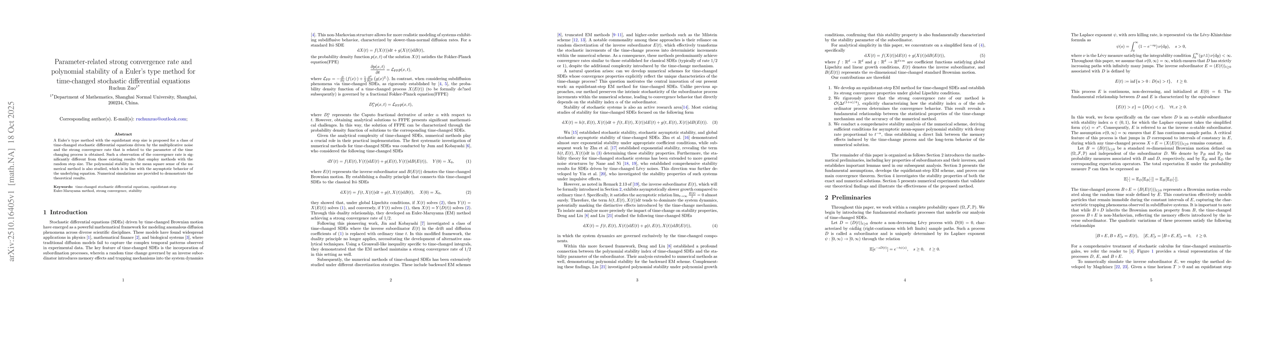 Thumbnail for Parameter-related strong convergence rate and polynomial stability of a
  Euler's type method for time-changed stochastic differential equations