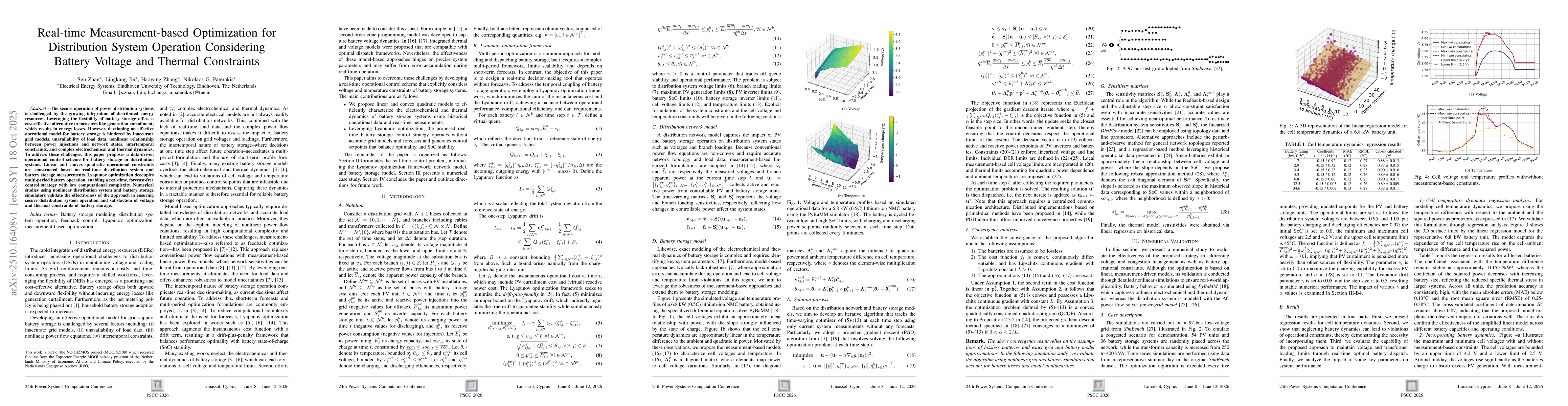 Thumbnail for Real-time Measurement-based Optimization for Distribution System
  Operation Considering Battery Voltage and Thermal Constraints