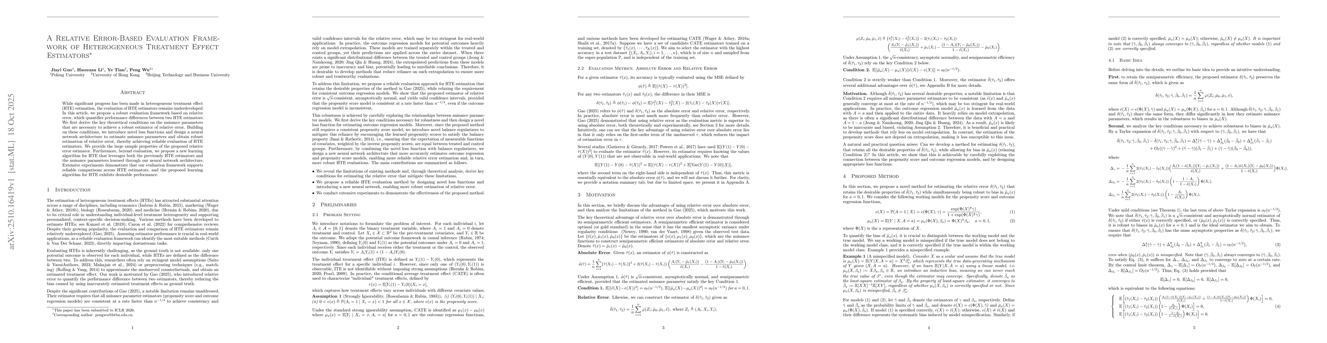 Thumbnail for A Relative Error-Based Evaluation Framework of Heterogeneous Treatment
  Effect Estimators