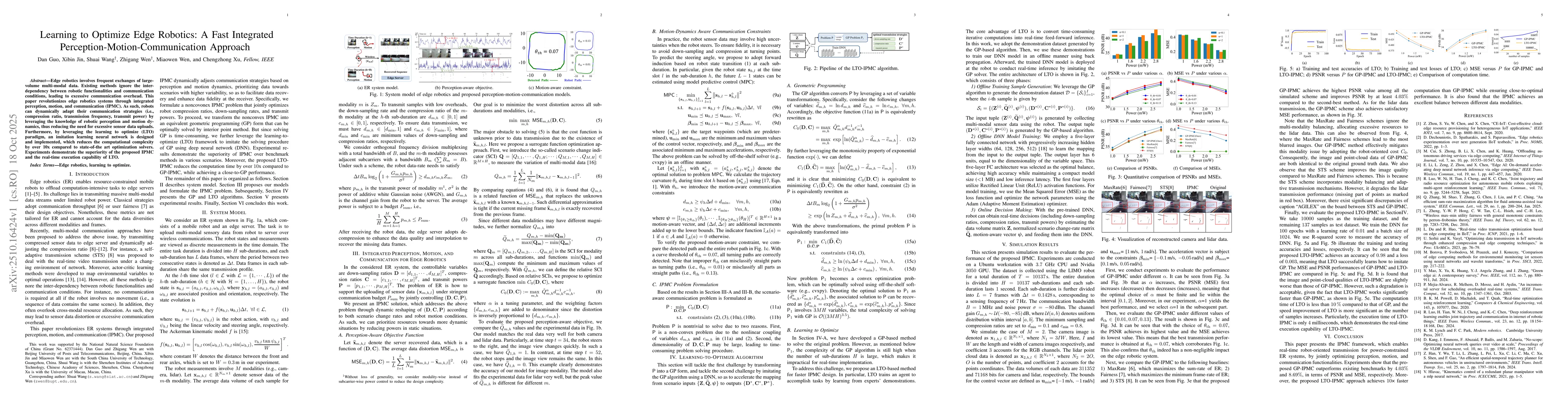 Thumbnail for Learning to Optimize Edge Robotics: A Fast Integrated
  Perception-Motion-Communication Approach