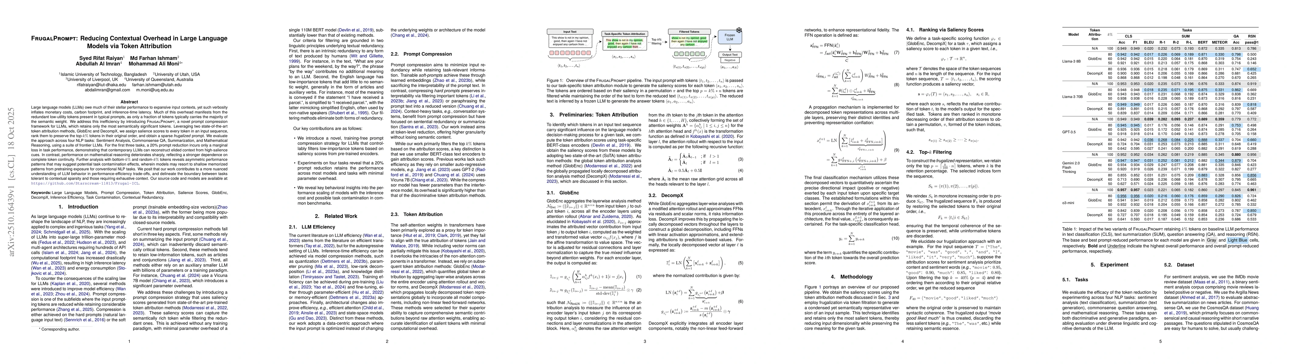 Thumbnail for FrugalPrompt: Reducing Contextual Overhead in Large Language Models via
  Token Attribution