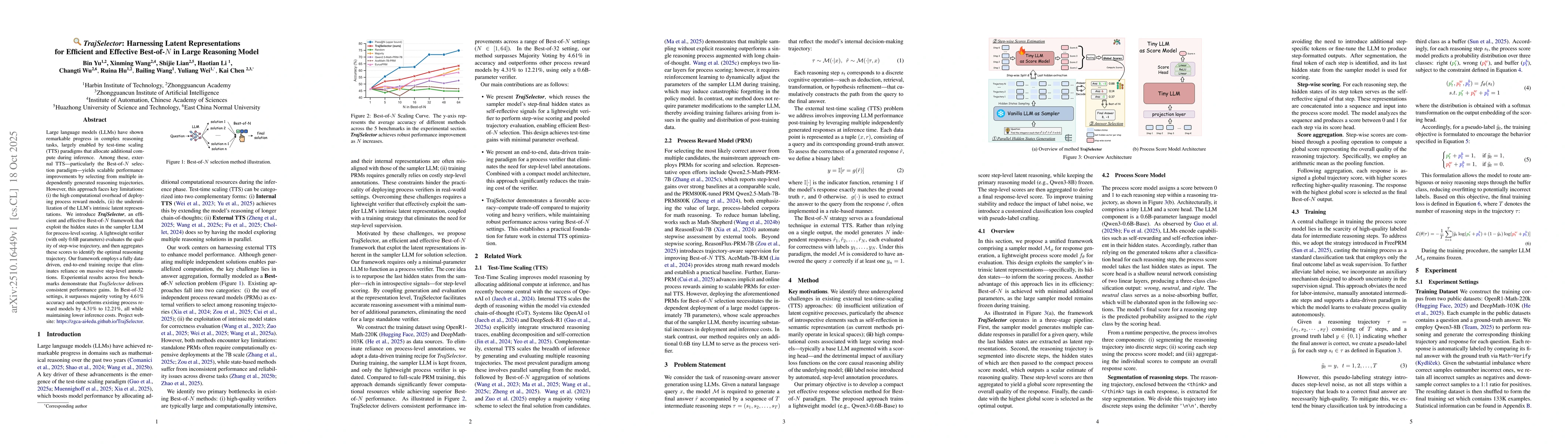 Thumbnail for TrajSelector: Harnessing Latent Representations for Efficient and
  Effective Best-of-N in Large Reasoning Model