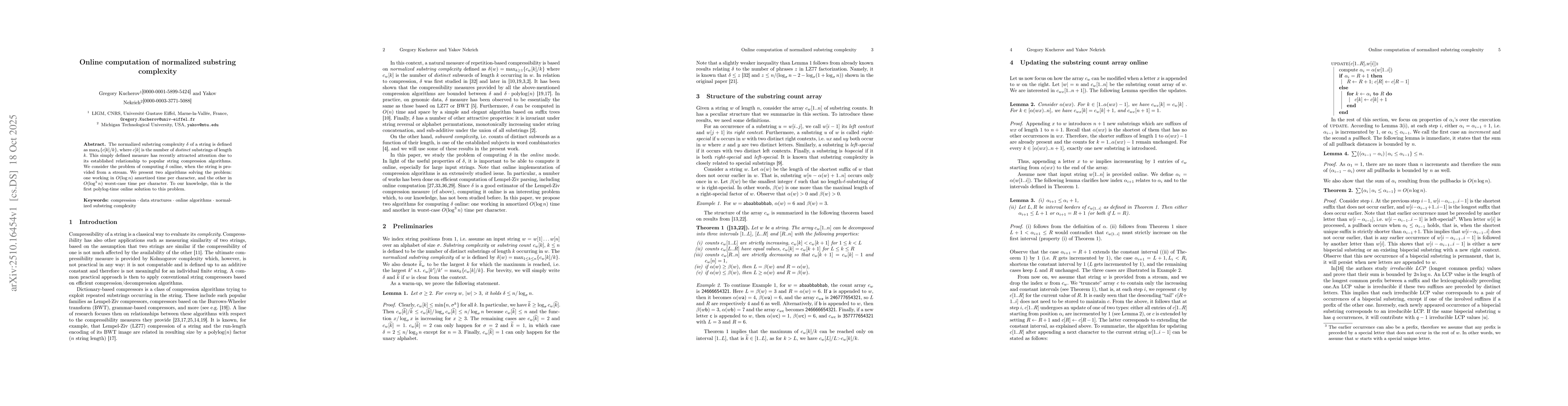 Thumbnail for Online computation of normalized substring complexity