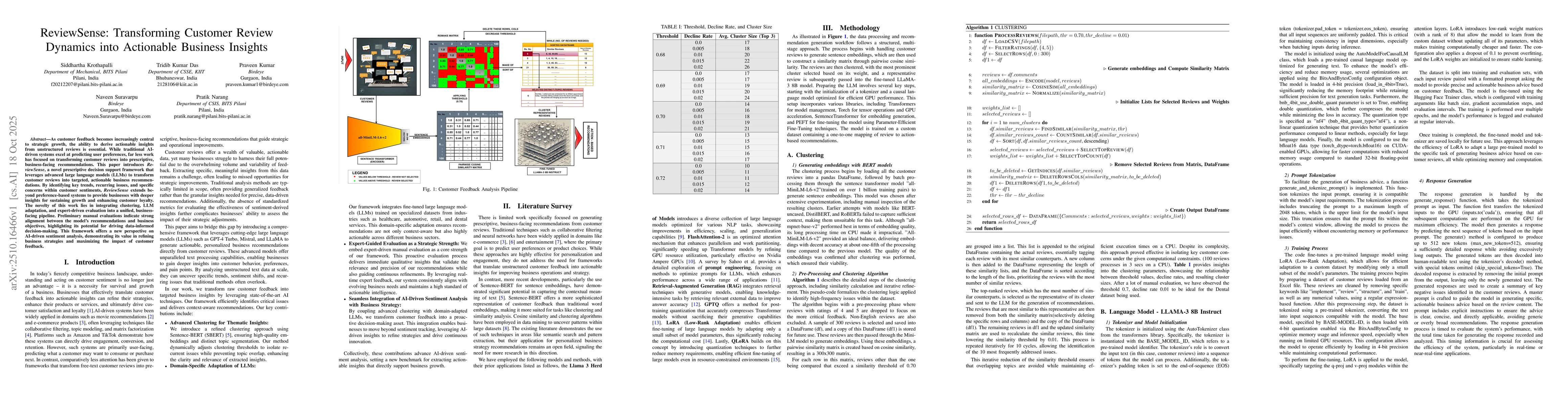 Thumbnail for ReviewSense: Transforming Customer Review Dynamics into Actionable
  Business Insights