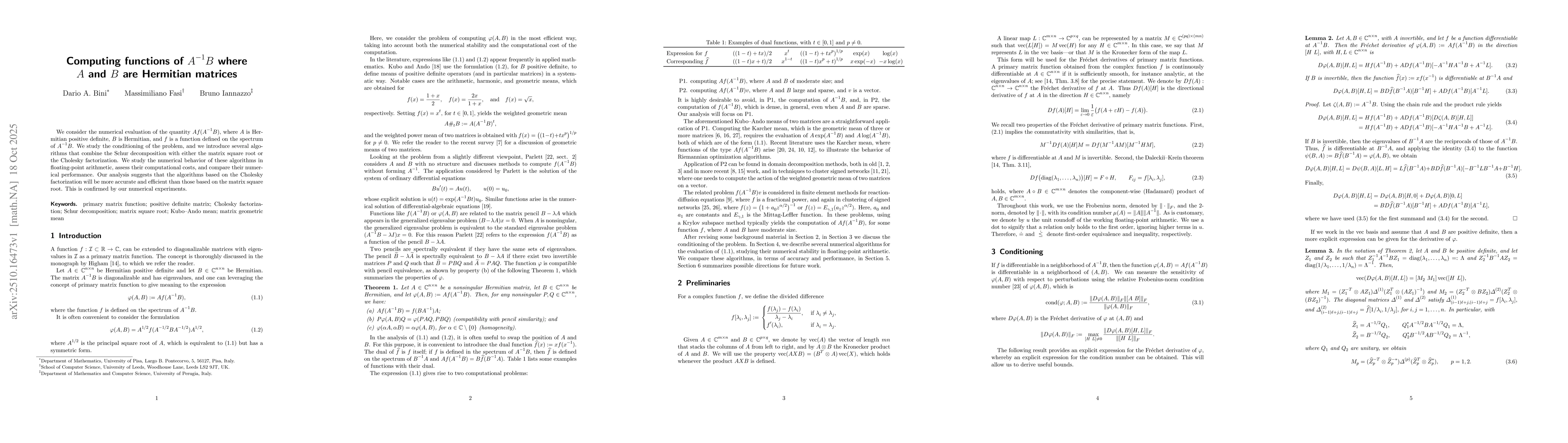 Thumbnail for Computing functions of $A^{-1}B$ where $A$ and $B$ are Hermitian
  matrices