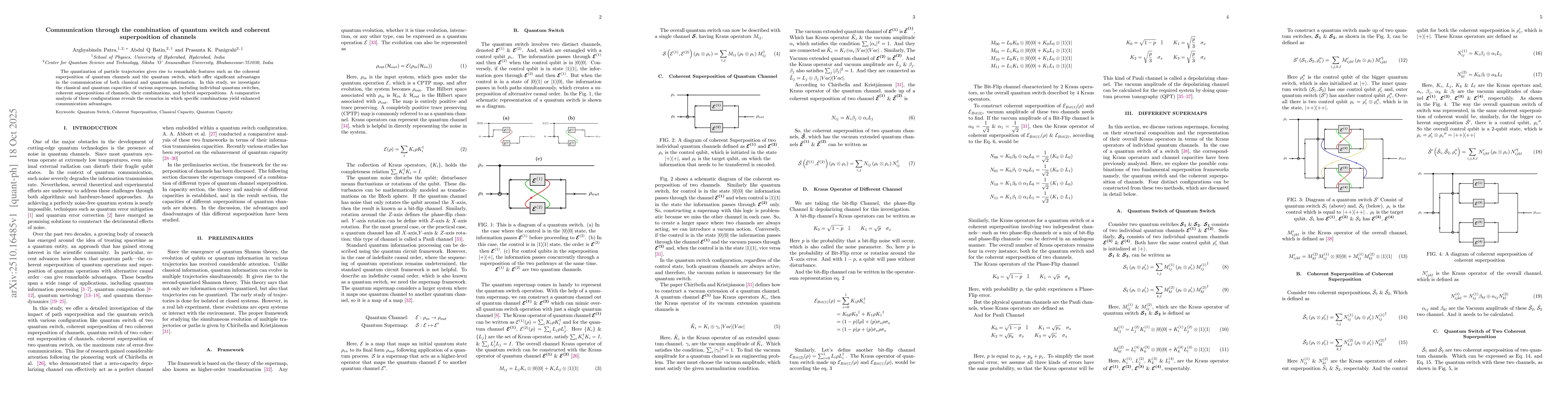 Thumbnail for Communication through the combination of quantum switch and coherent
  superposition of channels