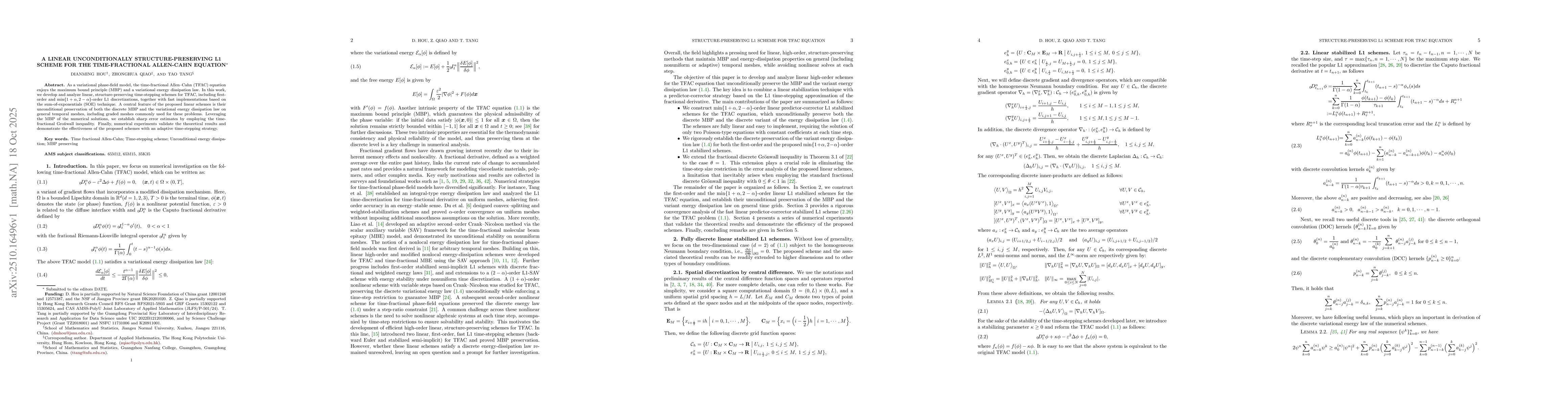 Thumbnail for A linear unconditionally structure-preserving L1 scheme for the
  time-fractional Allen-Cahn equation