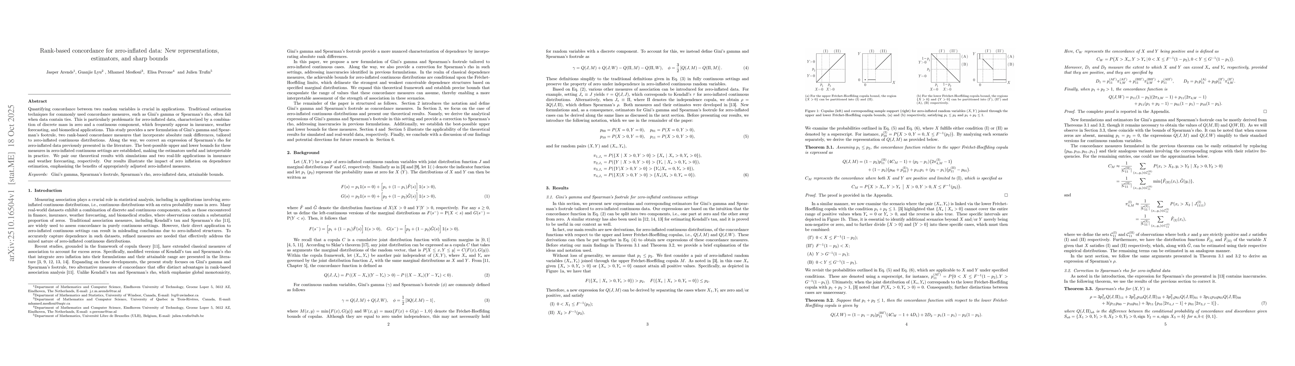 Thumbnail for Rank-based concordance for zero-inflated data: New representations,
  estimators, and sharp bounds