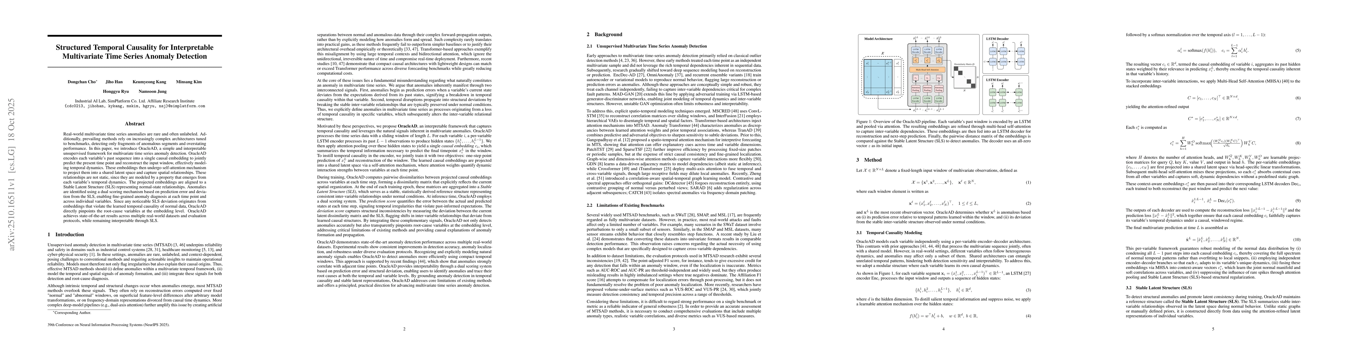 Thumbnail for Structured Temporal Causality for Interpretable Multivariate Time Series
  Anomaly Detection