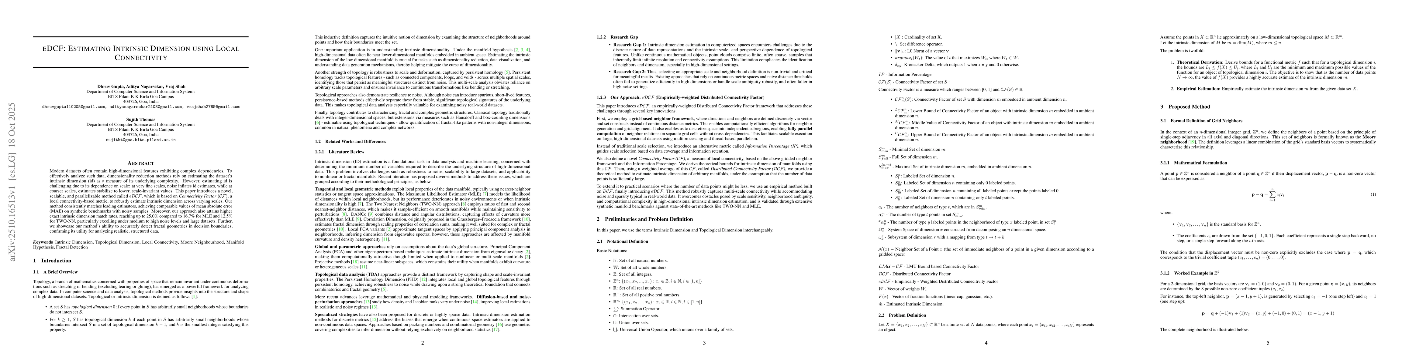 Thumbnail for eDCF: Estimating Intrinsic Dimension using Local Connectivity