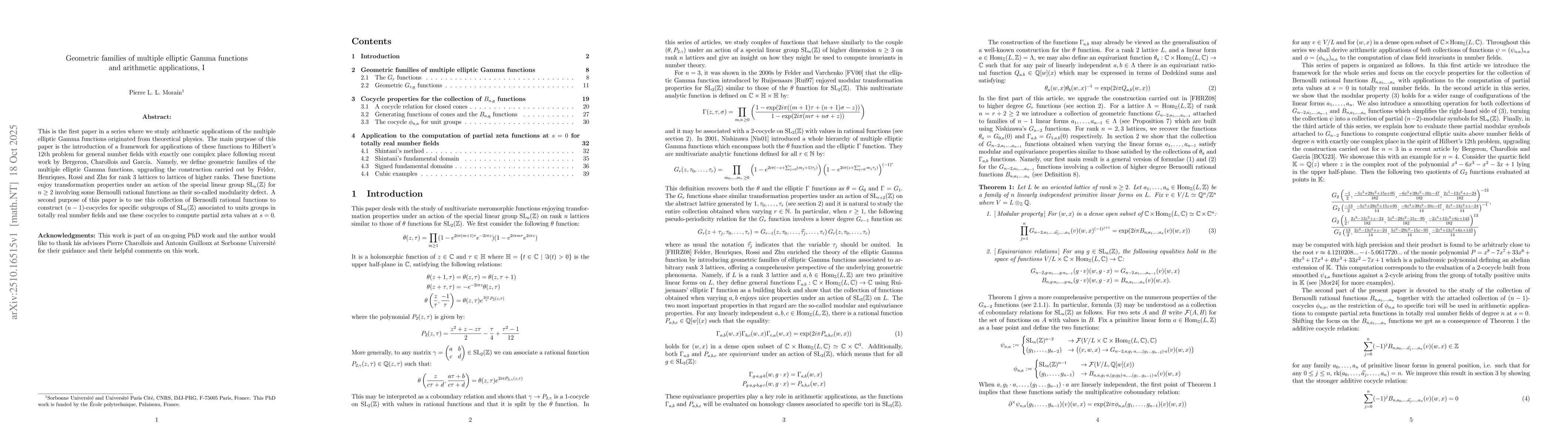Thumbnail for Geometric families of multiple elliptic Gamma functions and arithmetic
  applications, I