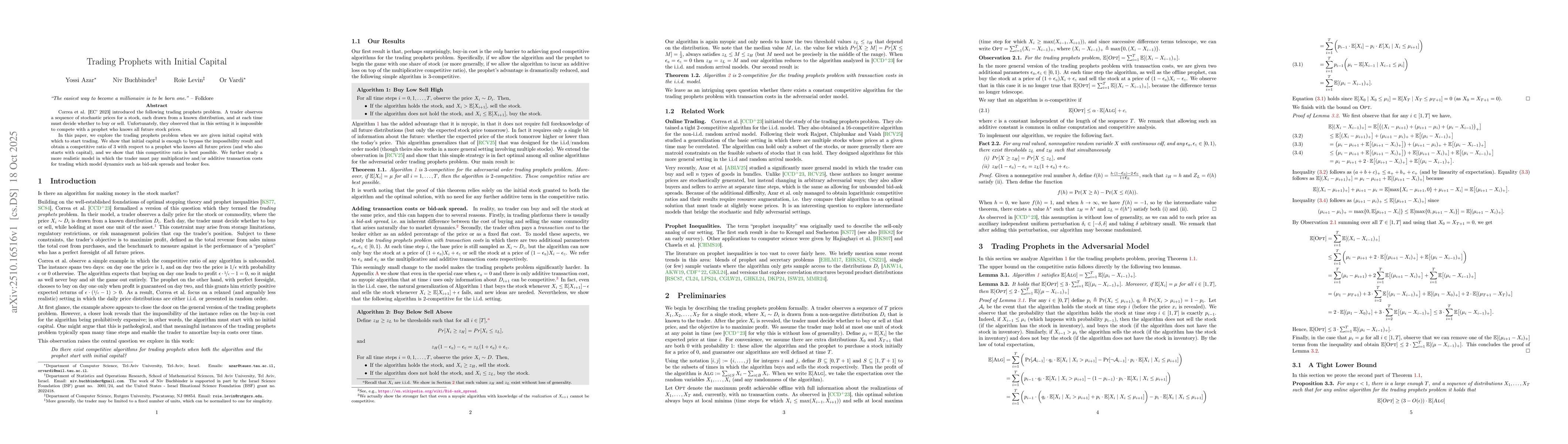 Thumbnail for Trading Prophets with Initial Capital