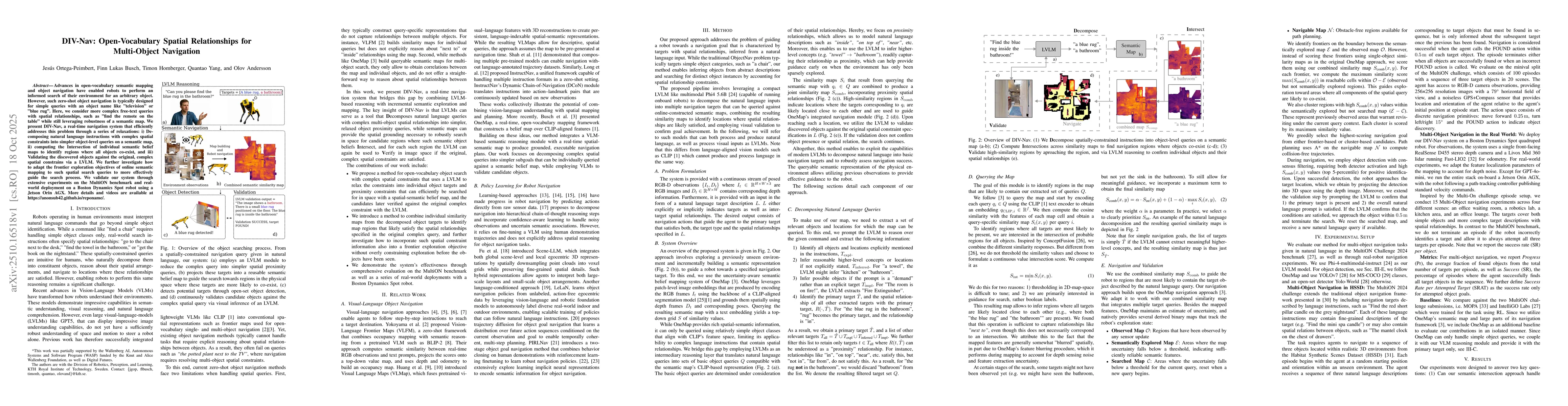 Thumbnail for DIV-Nav: Open-Vocabulary Spatial Relationships for Multi-Object
  Navigation