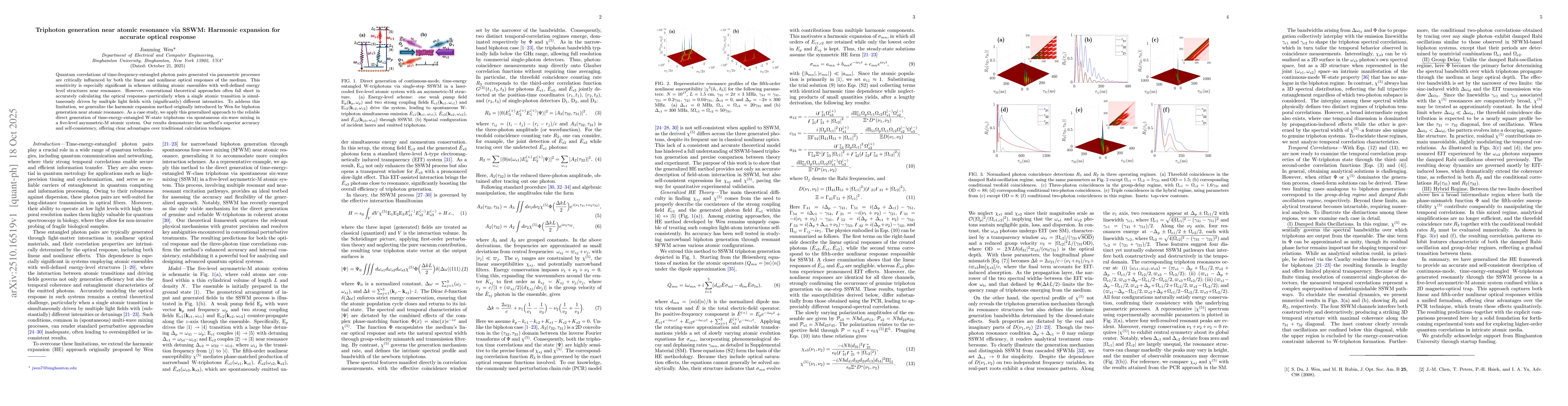 Thumbnail for Triphoton generation near atomic resonance via SSWM: Harmonic expansion
  for accurate optical response