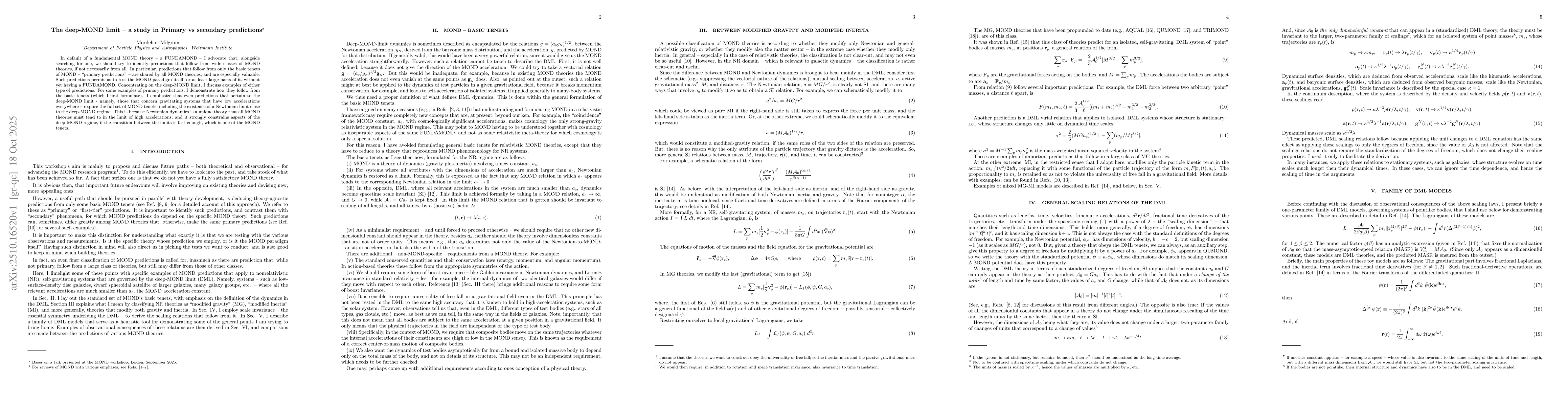Thumbnail for The deep-MOND limit -- a study in Primary vs secondary predictions