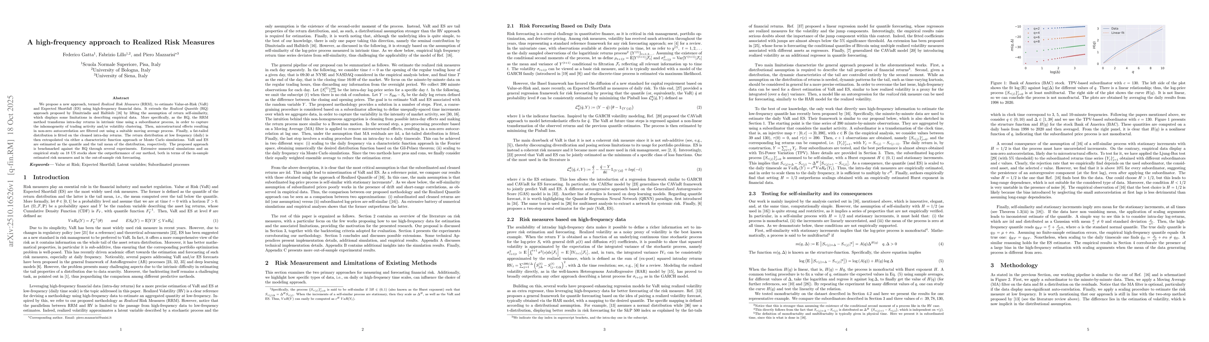 Thumbnail for A high-frequency approach to Realized Risk Measures