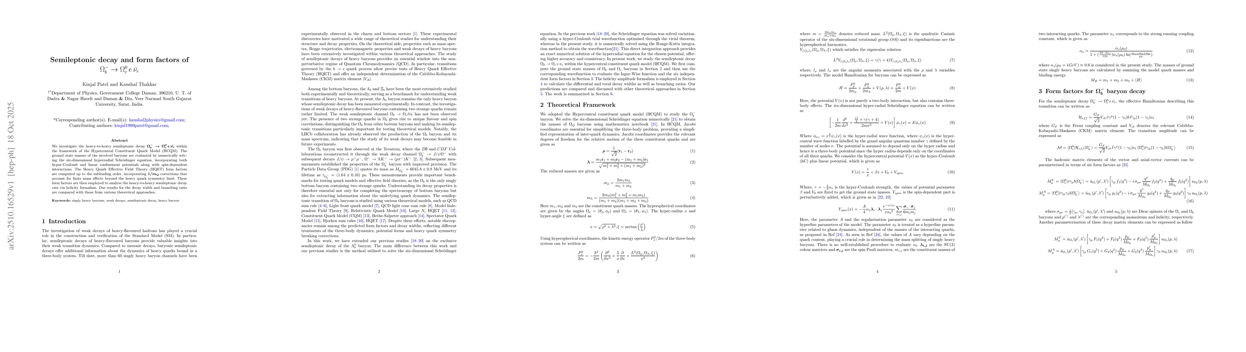 Thumbnail for Semileptonic decay and form factors of $Ω_b^- \rightarrow
  Ω_c^0\,e\,\bar{ν_e}$