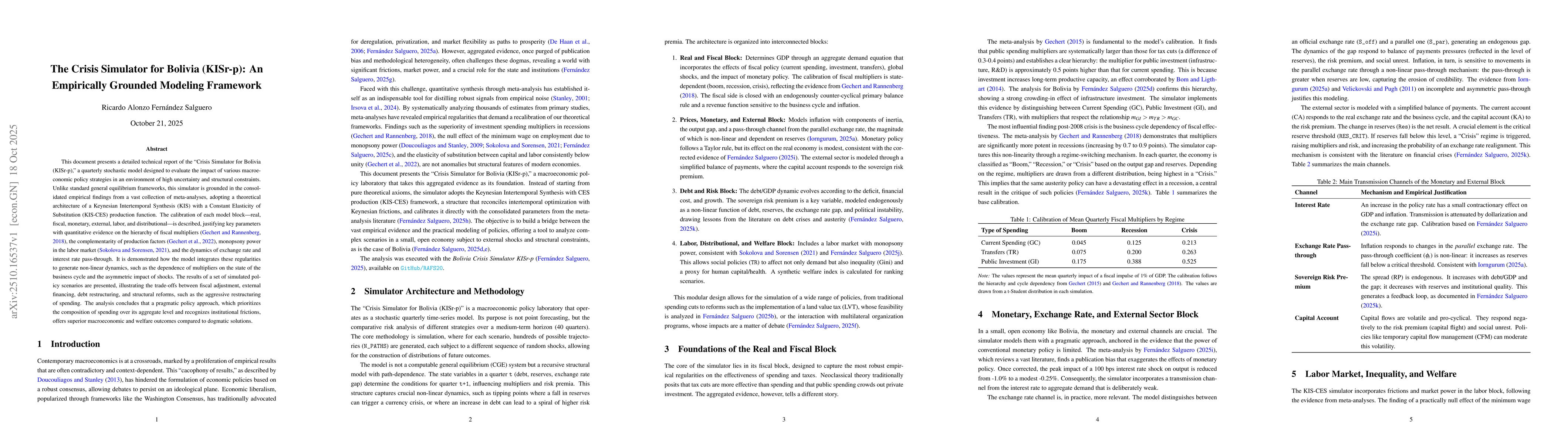 Thumbnail for The Crisis Simulator for Bolivia (KISr-p): An Empirically Grounded
  Modeling Framework