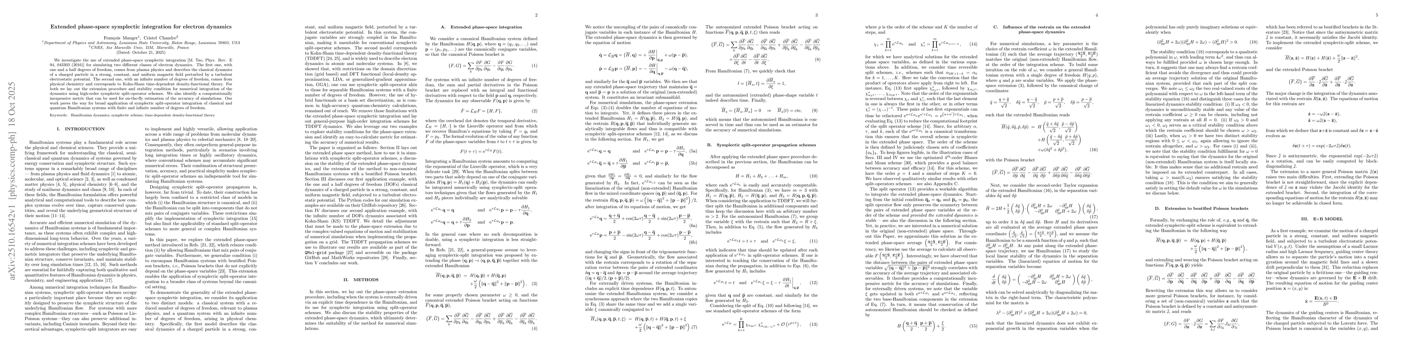 Thumbnail for Extended phase-space symplectic integration for electron dynamics