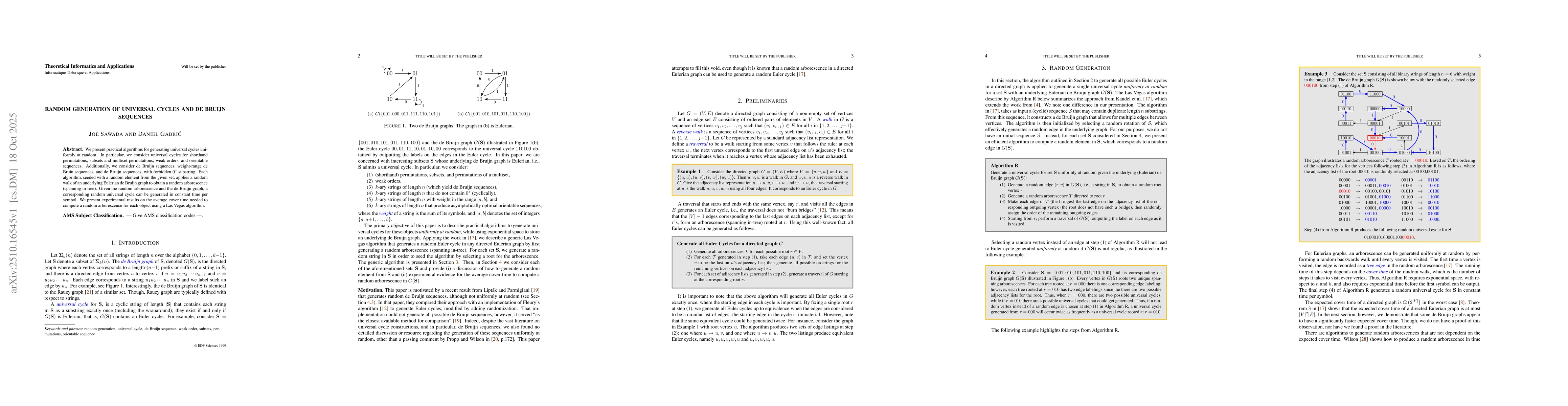 Thumbnail for Random generation of universal cycles and de Bruijn sequences